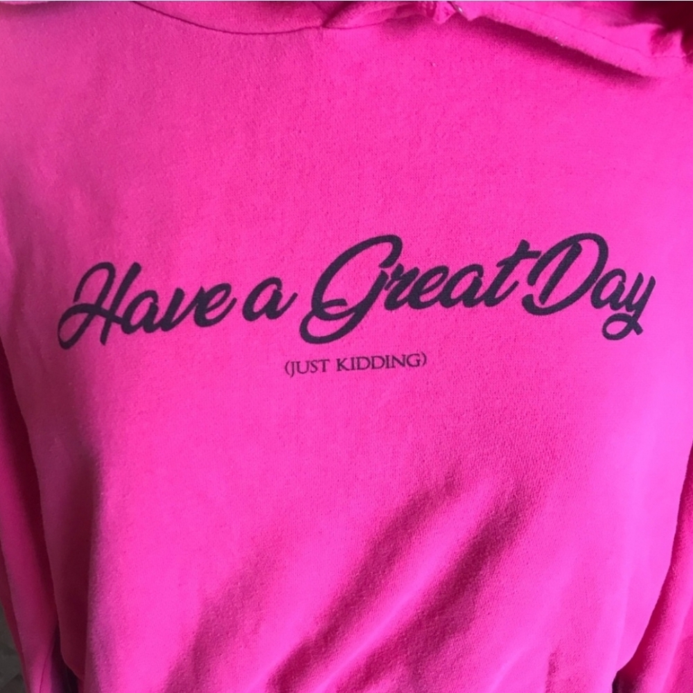 Bluenotes Pink Cropped Long Sleeve Hoodie Sweater Large